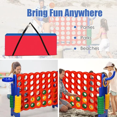 Miniatura 2 de HONEY JOY Bolsa de transporte y almacenamiento gigante 4 en una fila, bolsa de transporte grande y resistente para juego gigante de 4 en punta