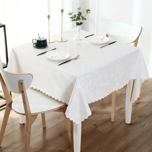 Miniatura 103 de Smiry Mantel cuadrado, mantel de vinilo resistente al agua, lavable, para cocina y comedor (azul bebé, 54 x 54 pulgadas)