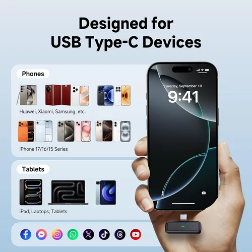 Miniatura 7 de Micrófono lavalier inalámbrico para iPhone 15, 16, 17 Pro, teléfono Android, mini micrófonos, batería de 130 pies y 48 horas, sistema de micrófono