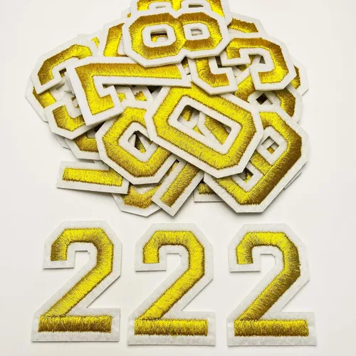 Miniatura 37 de Jongdari Parches para planchar con letras y números para ropa, parches de alfabeto bordado de 2" para chaqueta Letterman A-Z y apliques 0-9 para Rojo