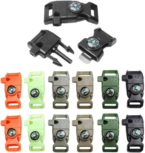 5/8 pulgadas brújula raspador pedernal iniciador de fuego hebilla silbato pulsera paracord al aire libre camping emergencia supervivencia viajes kits