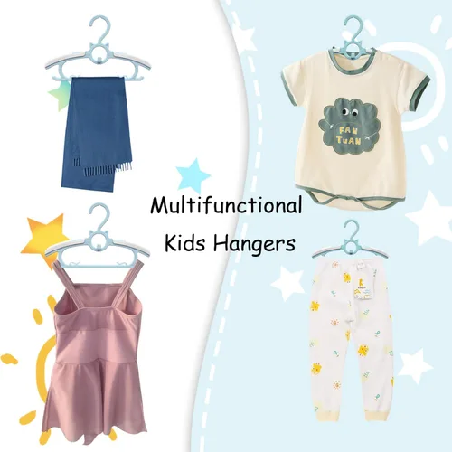 Miniatura 5 de 40 piezas de perchas extensibles para guardería de bebé, perchas para niños pequeños ajustables y antideslizantes para ropa de bebé, percha