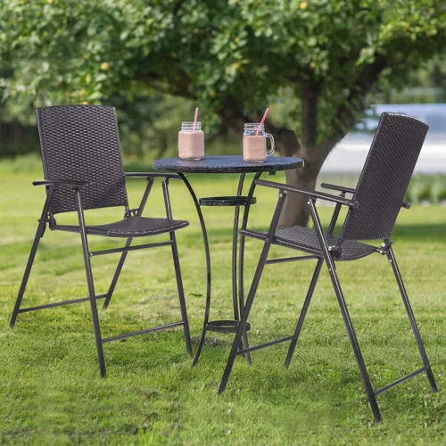 Miniatura 2 de S AFSTAR Juego de 4 sillas plegables de mimbre, sillas altas portátiles de ratán para patio, balcón, patio trasero, silla de patio plegable