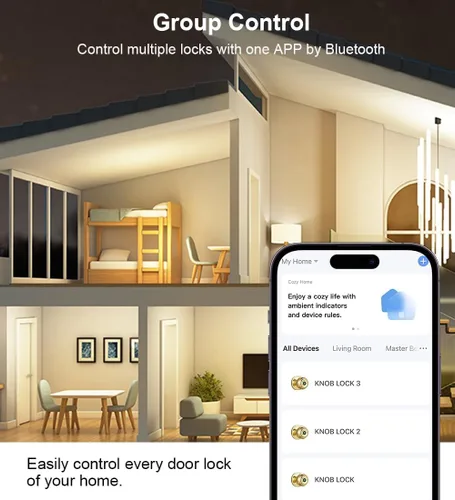 Miniatura 7 de Fingerprint Door Lock, Smart Fingerprint Door Knob with Lock, Biometric Door knob with App Control & Key, Keyless Entry Door Locks for Bedrooms