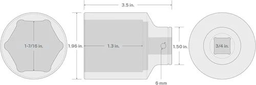 Miniatura 5 de TEKTON Unidad de 3/4 pulgadas x 1-7/16 pulgadas de profundidad de 6 puntos SHD33036