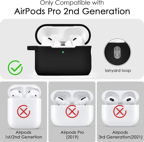 Miniatura 2 de Filoto - Estuche para AirPods Pro de 2ª generación 2022, funda protectora de silicona bonita con llavero de pulsera y accesorios para Apple AirPods