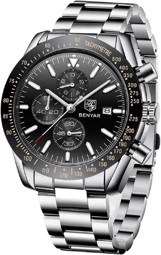 Miniatura 14 de BY BENYAR - Reloj para hombre, cronógrafo analógico de cuarzo, impermeable, luminoso, de diseñador, relojes de pulsera para hombre, para negocios