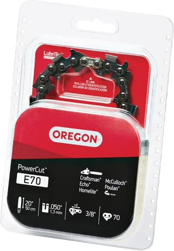 Cadena de motosierra de 20 pulgadas Oregon E70 PowerCut - Compatible con Echo, McCulloch y más
