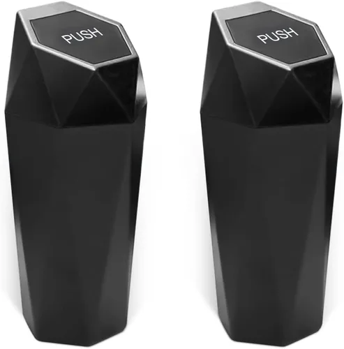 Miniatura 12 de Cubo de basura para automóvil con tapa, mini cubo de basura portátil para automóvil, pequeño diseño de diamante a prueba de fugas, contenedores