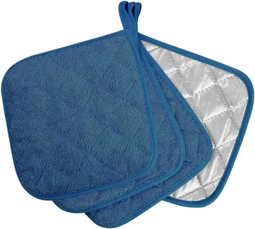 Miniatura 13 de meioro Paquete de 4 agarraderas para cocina resistentes al calor, almohadillas calientes 100% algodón, juego de soportes acolchados para ollas Rojo