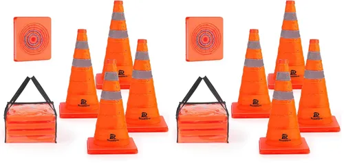 Miniatura 10 de RoadHero Paquete de 4 conos plegables de seguridad de tráfico de 28 pulgadas, conos emergentes multiusos con collar reflectante para seguridad vial