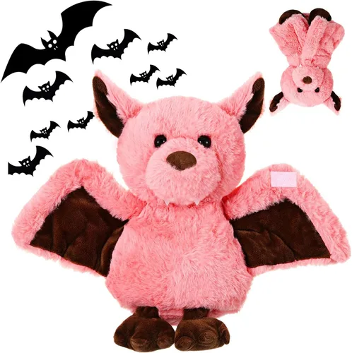 Miniatura 6 de AngelGift Peluche de murciélago de peluche de 11 pulgadas para Halloween, muñeco de peluche para dormir, juguetes para cumpleaños, Navidad, regalos