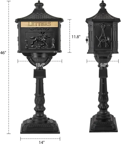 Miniatura 5 de Pedestal vertical de aluminio fundido resistente de la seguridad de la caja postal del buzón de correo del buzón