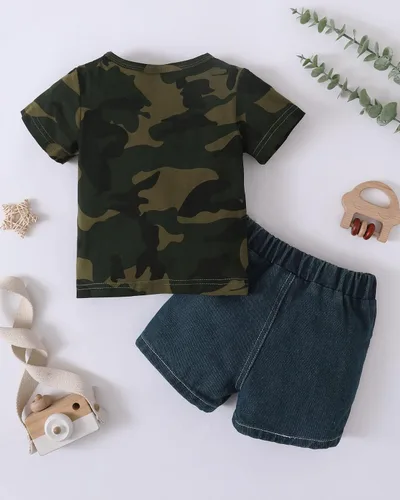 Miniatura 15 de Conjunto de ropa de verano para bebé y niño, camiseta de manga corta de algodón, pantalones cortos de dinosaurios, conjunto de ropa para niño