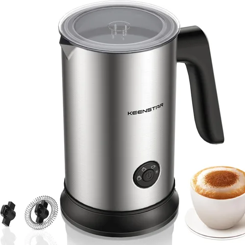 Keenstar Espumador de leche eléctrico, vaporizador de leche automático 4 en 1, máquina de espuma caliente o fría para café con leche, capuchino,