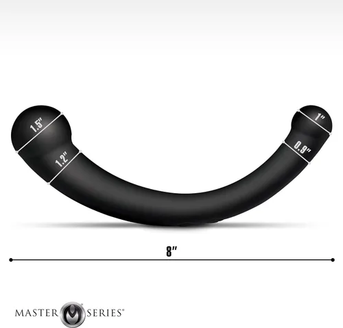 Miniatura 5 de MASTER SERIES Consolador de doble extremo 10X Vibra-Crescent fabricado con silicona de primera calidad para hombres, mujeres y parejas. Punto G