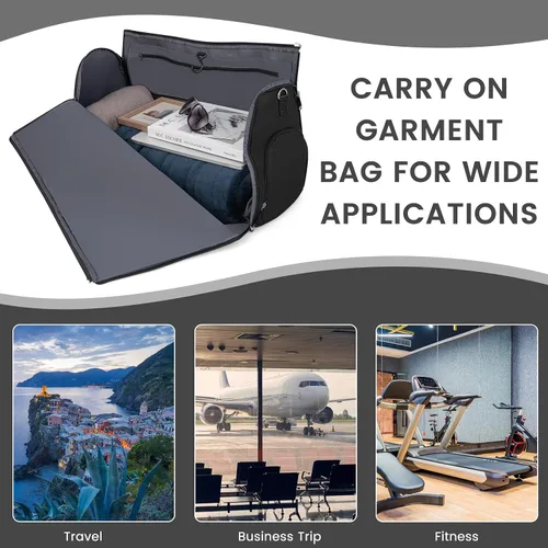 Miniatura 8 de Goplus Bolsa de mano para ropa, bolsa de viaje impermeable con compartimento para zapatos, correa de hombro desmontable, maleta 2 en 1, bolsa