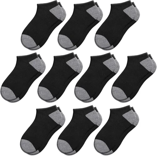 Comfoex 10 pares de calcetines para niños de 4-6, 6-8, 8-10 años, calcetines deportivos de corte bajo para niños, calcetines cortos medio acolchados