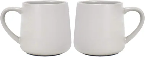Bosmarlin Juego de 2 tazas de café grandes de cerámica brillante, taza de té para oficina y hogar, 18 onzas, adecuadas para lavavajillas y Gris