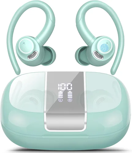 Miniatura 8 de Auriculares inalámbricos Bluetooth 5.3 deportivos, auriculares 48H con micrófono ENC, auriculares estéreo Bluetooth de graves profundos con ganchos