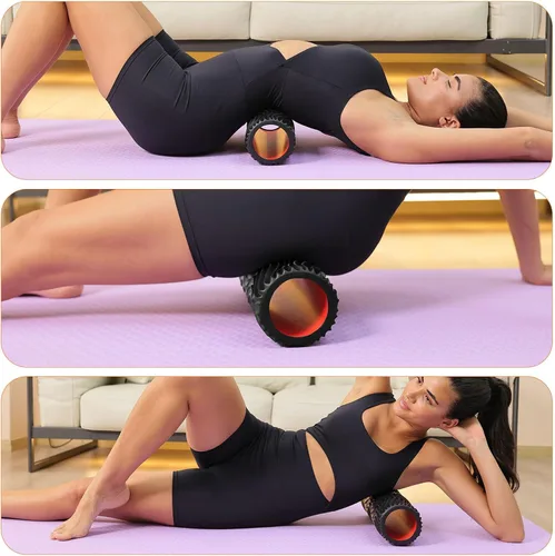 Miniatura 6 de Rodillo de espuma, rodillo de espuma de alta densidad de 15 pulgadas, rodillo de masaje con textura ondulada para masaje muscular profundo, pilates