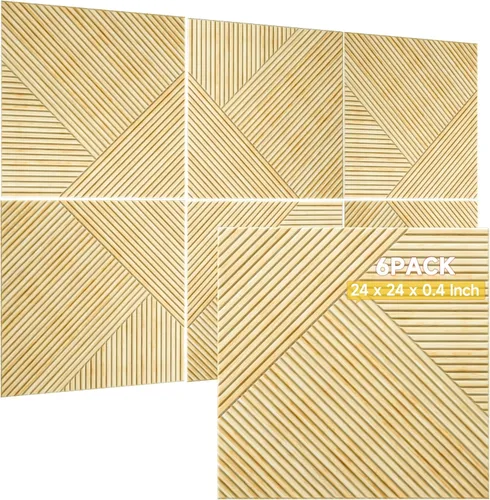 Miniatura 16 de TO-TH Paneles Acústicos para Pared y Techo - Paquete de 6 de 2'x2'x0.4", Paneles de Pared Decorativos Autoadhesivos con Impresión UV 3D con Aspecto