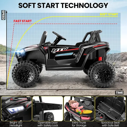Miniatura 6 de Hikole Juguetes de paseo de 24 voltios para niños grandes de 2 plazas, 4WD UTV para niños, autos para niños y niñas con control remoto para padres