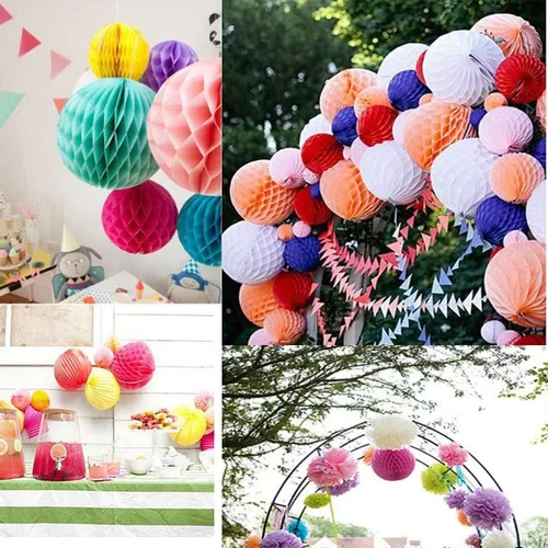 Miniatura 4 de 6 bolas de papel de panal de papel, bolas de flores de papel de seda, decoración de fiesta, pompones, decoración de flores, boda, cumpleaños