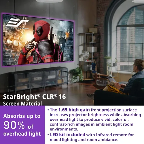 Miniatura 8 de Elite Screens Aeon StarBright 16:9 - Lámpara de techo de 123 pulgadas con marco fijo que rechaza el borde sin borde, pantalla de cine en casa, Aeon