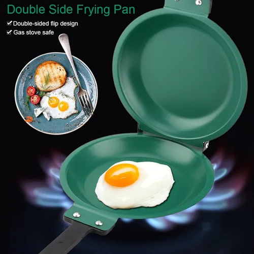 Miniatura 6 de Pasamer Doble Lado Antiadherente Revestimiento Cerámico Flip Sartén Pancake Maker Hogar Cocina Utensilios de cocina Verde Negro