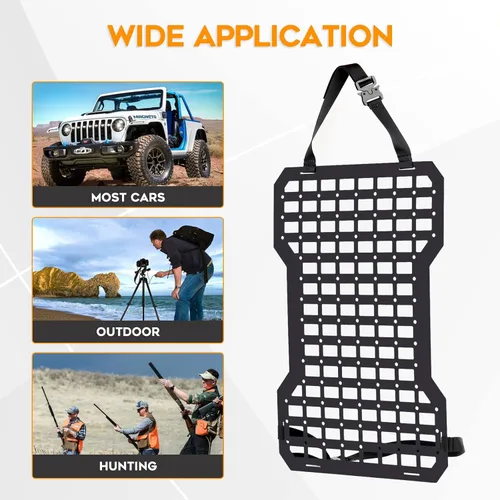 Miniatura 6 de Molle Seat Back Organizer Molle Panel Gun Holder Gun Rack Para Vehículos Tácticos Camión Montaje Paneles (2 PCS)