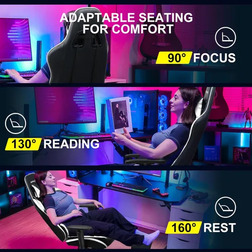 Miniatura 5 de GTRACING Silla Gaming con Reposapiés, Silla Ergonómica de Escritorio para Juegos, Silla Reclinable Gamer con Ajuste de Altura del Asiento, Balancín