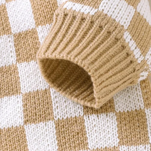 Miniatura 8 de Mameluco de punto unisex para bebé, niña, niño, overol de punto a cuadros, de una pieza, suéter con botones