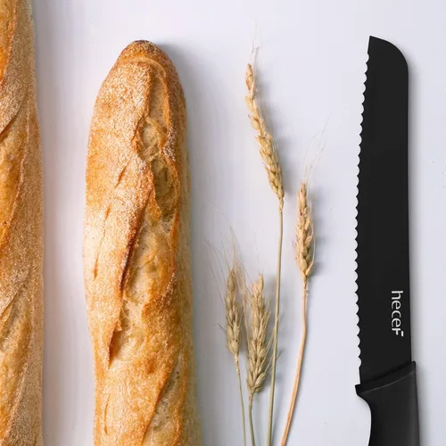 Miniatura 8 de hecef Juego de 6 cuchillos de óxido negro con funda protectora a juego, cuchillos de cocina resistentes a los arañazos y a prueba de óxido, acero