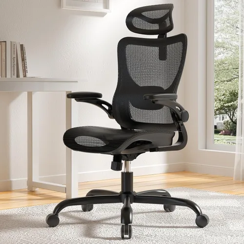 Marsail Silla de Oficina Ergonómica de Malla con Respaldo Alto, Silla de Escritorio para Oficina en Casa con Soporte Lumbar Adaptativo,