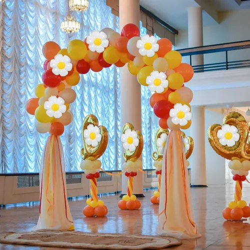 Miniatura 4 de Sotiff 21 globos de flores de margaritas blancas Groovy Flower Daisy Decoraciones de fiesta Retro Hippie Boho Girl Party Decor (20 x 15.7 pulgadas)