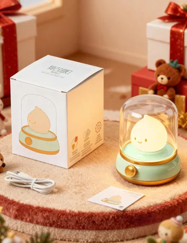 Miniatura 9 de Luz nocturna sonriente, lámpara de noche recargable con temporizador y llama de vela regulable, luz LED portátil para guardería, dormitorio