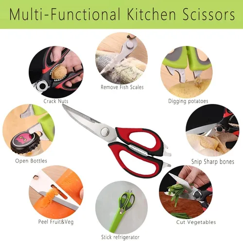 Miniatura 3 de Tijeras de cocina multifunción que se separan para lavavajillas, tijeras de alimentos resistentes 6 en 1, fáciles de lavar con soporte magnético