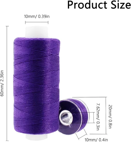 Miniatura 2 de Kit de hilo de coser de 50 piezas, 25 colores, 400 yardas/carrete con bobinas preenrolladas a juego, hilo de poliéster para máquinas de coser