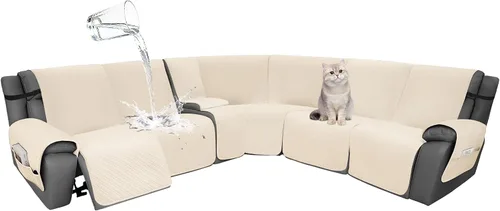 Miniatura 27 de Fundas de terciopelo 10% impermeables para sofá modular reclinable en forma de L, 1 pieza, fundas acolchadas para sofá reclinable esquinero, juego
