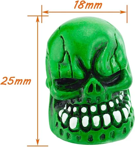 Miniatura 3 de Lunsom Tapas de vástago de válvula de neumático de calavera para válvulas de aire de automóvil, cubierta de vástagos de rueda de presión, accesorios