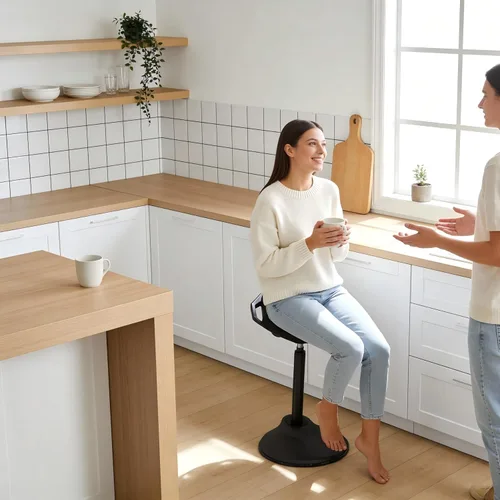 Miniatura 4 de Silla de escritorio de pie, Taburete de pie ergonómico ajustable, Silla de equilibrio giratoria para sentarse, Almohadilla inferior antideslizante