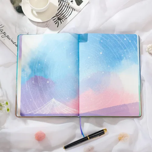 Miniatura 2 de SIIXU Cuaderno de Arte Espacial para Escribir, Diario B5 Decorado con 160 Páginas en Blanco Coloridas, Diseño Único de Galaxia en Cada Página
