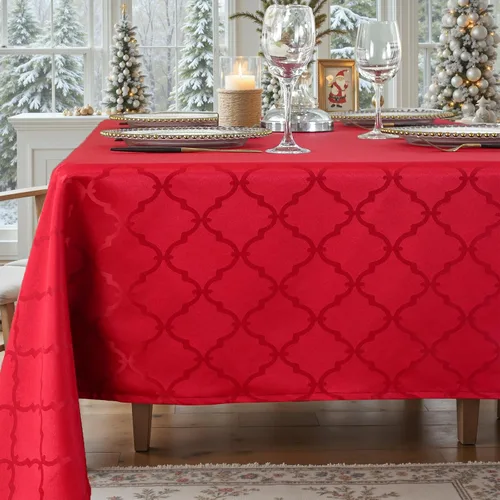 Miniatura 7 de Mantel Sastybale antiarrugas y resistente a las manchas, de tela, rectangular, para mesa de comedor o decoración de fiesta, cubierta de trapo