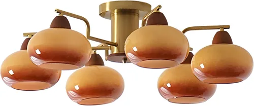 Miniatura 8 de KCO Iluminación Lámpara de Techo de Montaje Empotrado Retro Antigua de Latón, Moderna de Mediados de Siglo, Lámpara de Techo de 6 Luces Dorada con 6
