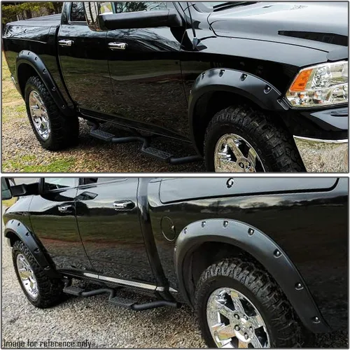 Miniatura 6 de DNA MOTORING Guardabarros de rueda de diseño con remaches de bolsillo compatibles con 09-10 Dodge Ram 1500 11-18 Ram 1500 Fleetside Bed, negro