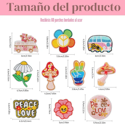 Miniatura 2 de AXEN 60 parches bordados para planchar, accesorios de bricolaje, parches decorativos surtidos aleatorios, bonitos apliques de costura