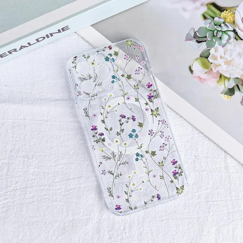 Miniatura 7 de Compatible con el teléfono 13 Pro - Funda magnética mate translúcida, de lujo, a prueba de golpes, magnética y con bonito patrón de flores, carcasa