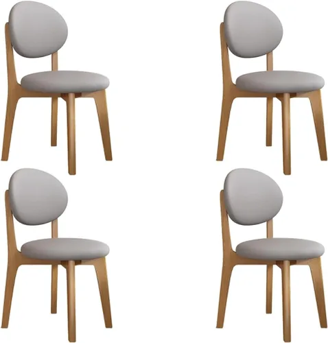 Miniatura 67 de YVYKFZD Juego de sillas de comedor, sillas de cocina de madera maciza, silla de comedor de granja con respaldo curvo, silla tapizada de cuero