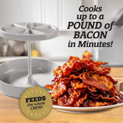 Miniatura 4 de Bacon Wizard - Cocina para microondas y tocino – Cocina hasta 1 libra de tiras a la vez – Crujiente y uniformemente cocinado en minutos – Bandeja